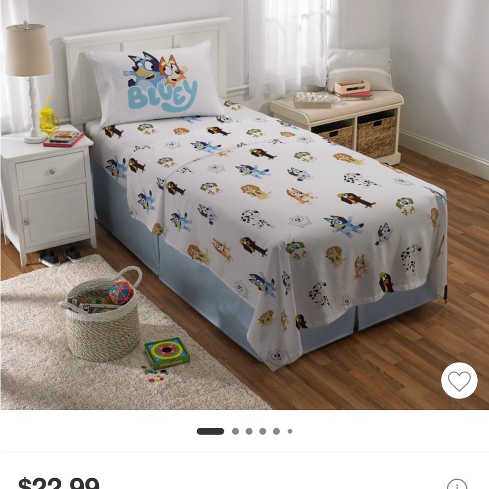 Bluey Kids twin sheet Set - White